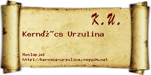 Kernács Urzulina névjegykártya